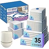 Nellivia 35 Pack Vacuum Storage Bags with Electric Pump, Compression Space Saver for Comforters, Bedding, Blanket Storage, Vacuum Seal Bags for Clothing, Luggage and Closet Organizer