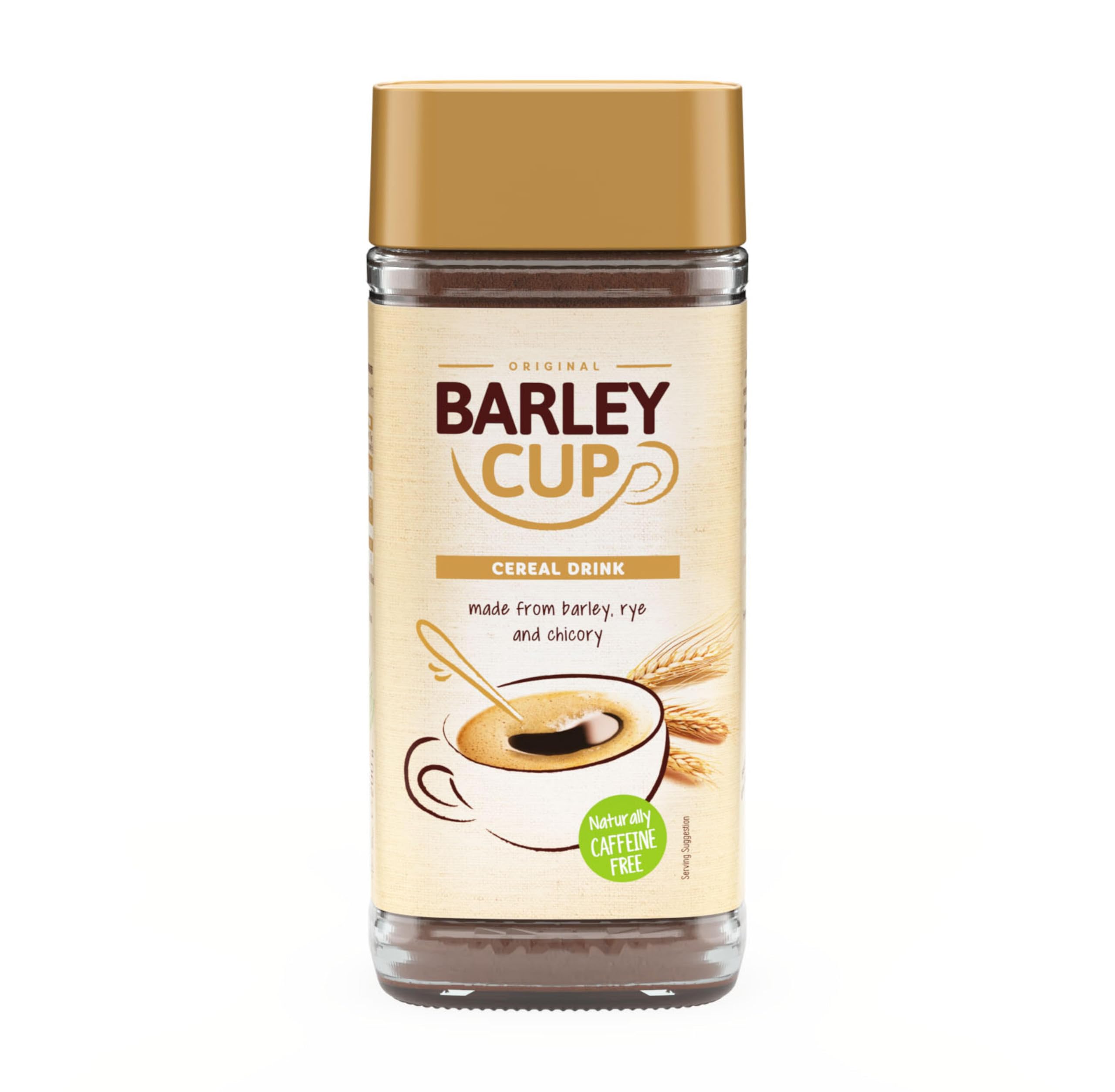 Barleycup Instant Grain Beverage 200g. Made from the finest cultivated roasted grains and chicory roots. Vegan. Free from caffeine and contains no artificial additives