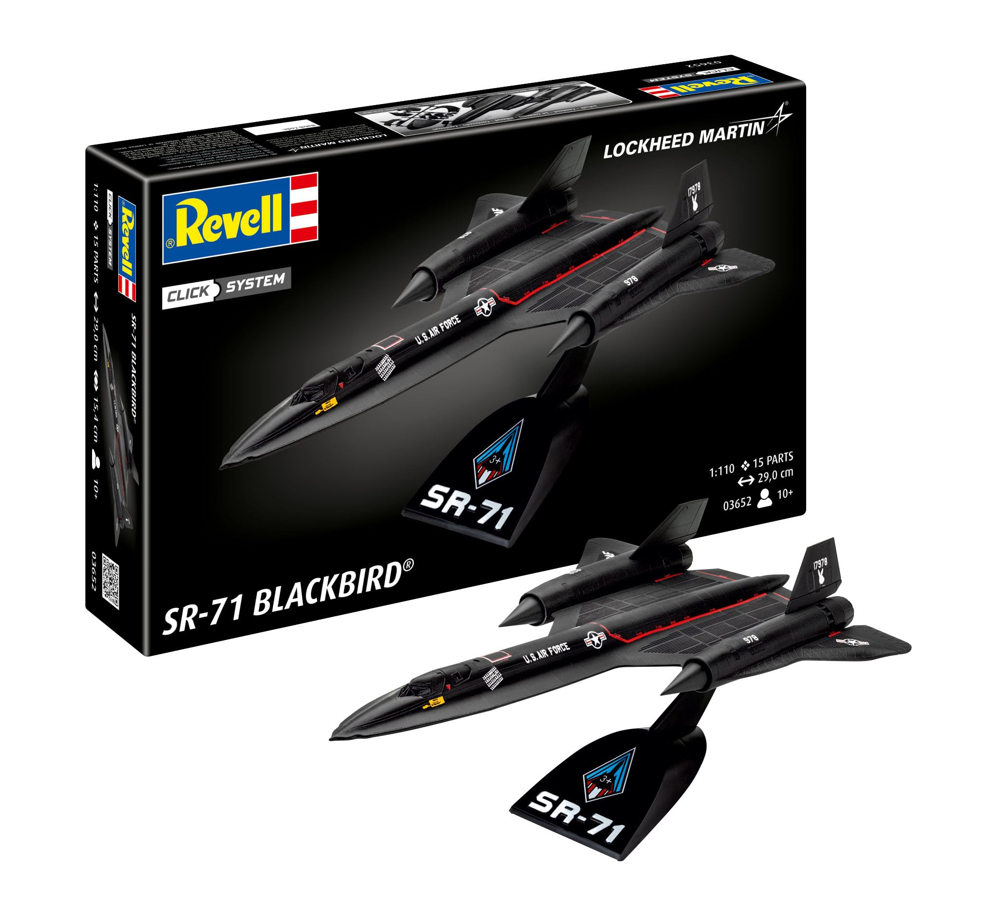 Revell Lockheed SR-71 Blackbird 03652 Kit de modélisme en Plastique Non construit/pré-coloré/sans Colle Échelle 1/110
