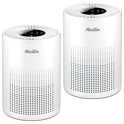 Aircillin 2 Pack Air Purifiers for Bedroom H13 True HEPA Air Filter Cleaner, Odor Eliminator, Remove Smoke Dust Pollen Pet Dander, Night Light For Home Living Room Dorm, Quiet 24dB Filtration System