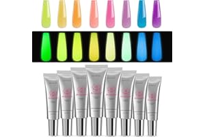 Arousar Poly Nail Gel Set, Glows in the Dark Yellow Purple Blue Nail Extension Gel for Beginners Professional, Builder Nail Gel Thanksgiving Day & Halloween DIY Design Nail Art Salon