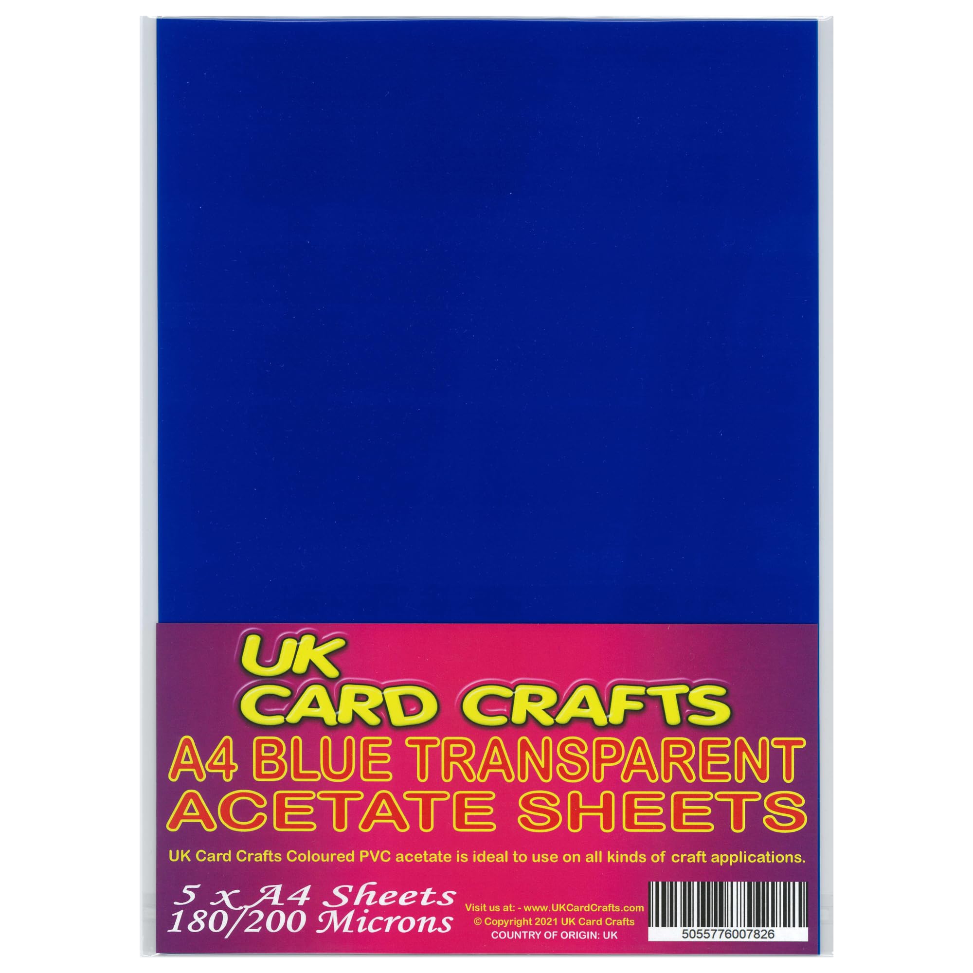 A4 Blue Acetate 200 Micron X 5 Sheets - UK Card Crafts
