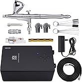 SprayMagic Airbrush Kit with Air Compressor, 55PSI High Pressure Dual-Action Air Brush Gun, Airbrush Spray Gun Set for Models Painting, Makeup, Cakes, Tattoo, Nails Art
