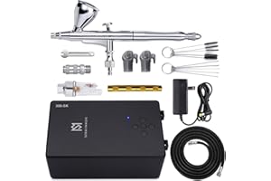 SprayMagic Airbrush Kit with Air Compressor, 55PSI High Pressure Dual-Action Air Brush Gun, Airbrush Spray Gun Set for Models Painting, Makeup, Cakes, Tattoo, Nails Art