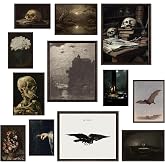 KBKBART Dark Academia Wall Art Unframed, 12pcs Gothic Prints for Wall Decor | Canvas Prints, for Living Room Bedroom Bathroom, Dark Moody Victorian Halloween Gothic Art, 3 pcs 8x10, 4 pcs 5x7, 5 pcs 4x6