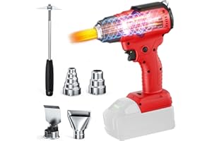 SAMVINOR Cordless Heat Gun for Milwaukee 18V Battery, 350W 1022°F (550°C) Soldering Heat Gun, Variable Temperature Control Hot Air Gun Kit with 4 Nozzles and Scraper, for Shrink Tubing, PVC Wrap(NO Battery)