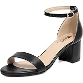 IDIFU Women's Cookie-LO Low Block Heels Chunky Sandals Ankle Strap Wedding Dress Pump Shoes