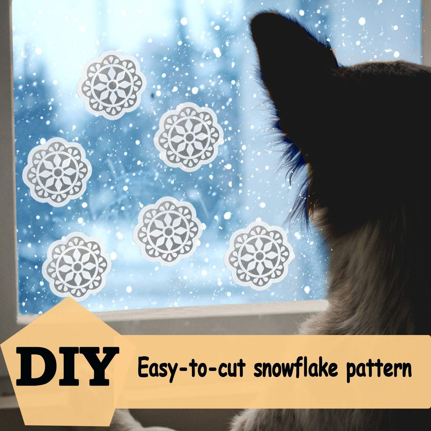 Lifetree Frosted Window Film Privacy Film for Glass Windows 90x200cm, Static Cling Decorative Snowflake Pattern - Image 5