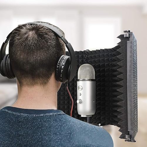 AGPTEK Upgraded Microphone Studio Recording Kit, Isolation Shield With Adjustable