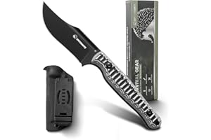 SPITZKANTE Fixed Blade Knife with Kydex Sheath, 8" Full Tang D2 Steel Horizontal Carry EDC Tactical Knife, G10 Handle Options, Survival Knife for Camping, Hunting and Outdoor(Black)