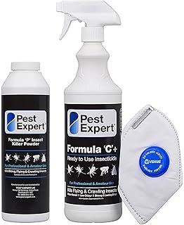 Carpet Moth Killer Spray 1ltr and Carpet Moth Killer Powder XL pack size 300g - Formula ‘C’ Moth Spray and Formula ‘P’ Moth Powder from Pest Expert (HSE approved and tested – professional strength product)