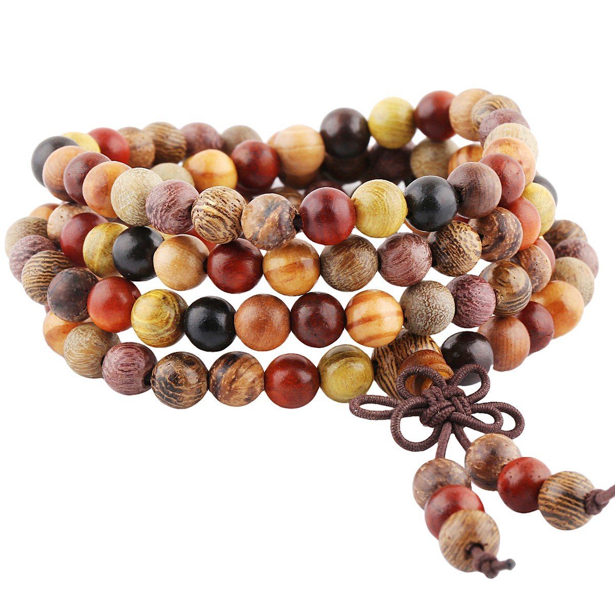 Shanxing 6mm Natural Mixed Sandalwood 108 Prayer Beads Mala Wrap Bracelet for Men Women, Buddha Meditation Wood Worry Beads Bracelet Tibetan Buddhist Buddhism Jewellery Gift Reiki Wooden Bead Necklace