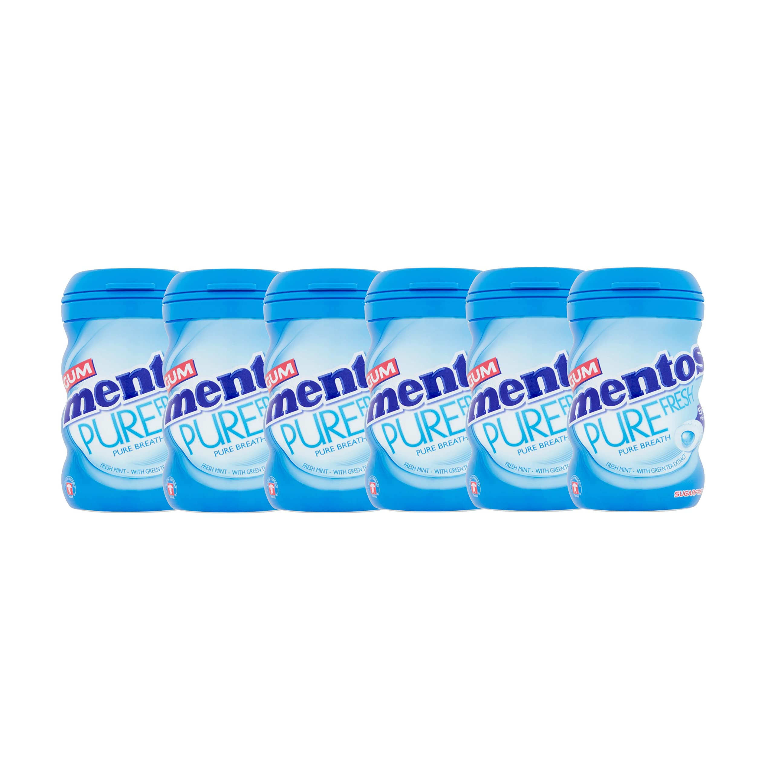 Mentos Pure Fresh Breath sugarfree Chewing Gum, Pack of 6, 336 gram