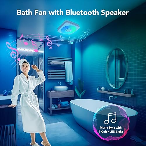 OREiN 3-in-1 Bathroom Exhaust Fan with Bluetooth Speaker LED