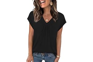 isermeo Womens Tops Cap Sleeve V Neck Shirts Summer Dressy Casual Business Clothes Work Blouses Outfits 2026 S-XXL