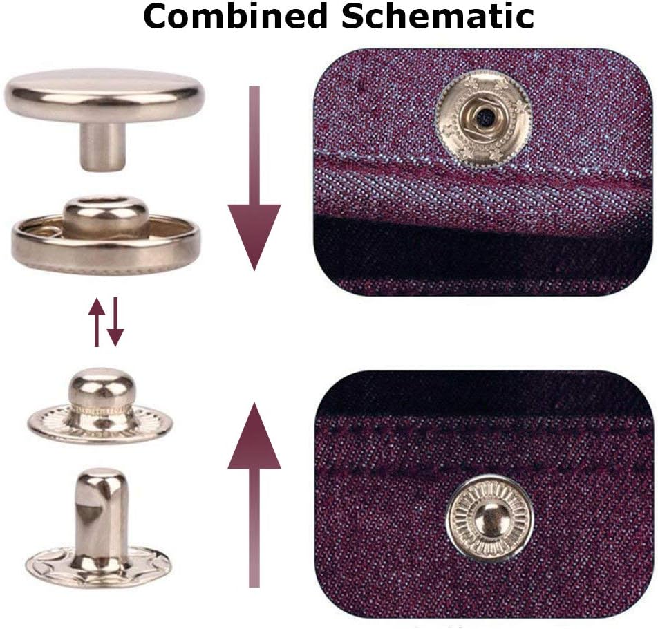 132 Sets Leather Snap Fasteners Kit, MSDADA 12.5 mm Metal Snaps Buttons Press Studs Tool with 4PCS Fixing Tools, Sewing Snaps for Clothes Leather Craft Bracelets Jeans Wears Jackets Bags Belt