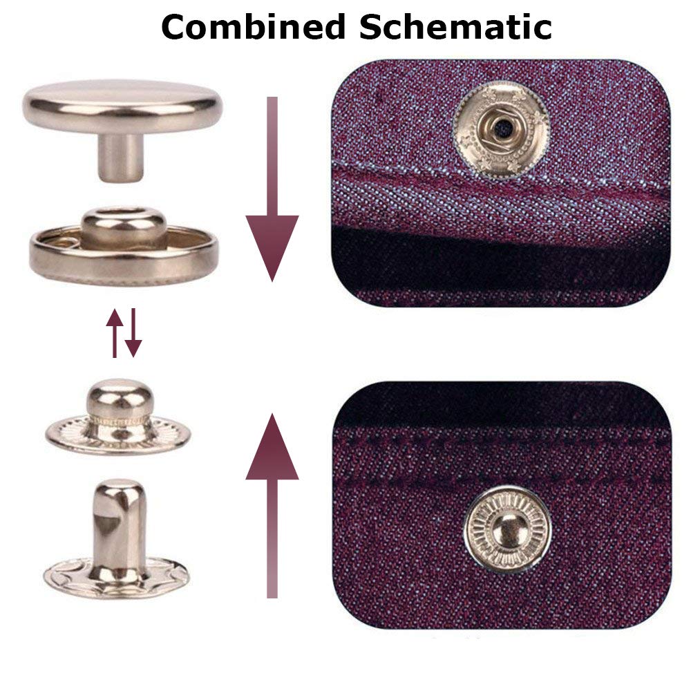 132 Sets Leather Snap Fasteners Kit, MSDADA 12.5 mm Metal Button Snaps Press Studs with 4PCS Fixing Tools, Sewing Snaps for Clothes Leather Craft Bracelets Jeans Wears Jackets Bags Belt