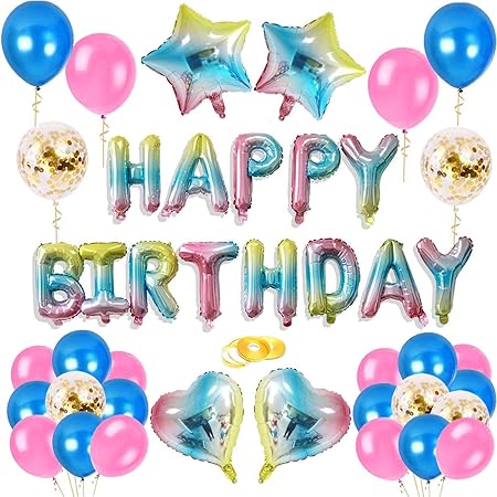 Sancuanyi Decoration Anniversaire Joyeux Anniversaire Fete Decorations And Happy Birthday Ballon 5 Ballons Confettis Or Latex Ballon 4 Ballons Chiffre Etoile Coeur Amazon Fr Cuisine Maison