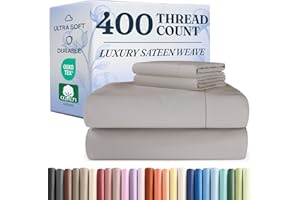 400 Thread Count Cotton - King Size Sheet Set - 100% Cotton Sheets - 400-Thread-Count - Sateen Cotton - Deep Pocket Cotton Be