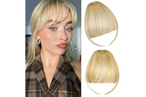 Leterly Clip in Bangs 100% Real Human Hair Extensions Clip on Wispy Bangs Natural Fake Air Bangs for Women Fringe with Temples Hairpieces for Daily Wear Ash Blonde