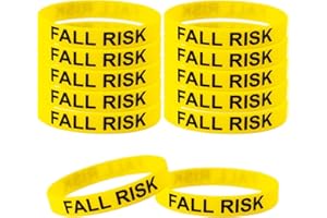 ZHUOGWJFJ 12 Pcs Fall Risk Bracelet,Emergency Alert Wristband for Men Women Elderly Patient,Life Alert Bracelet,Fall Risk Waterproof Silicone Rubber Medical Bracelets,Emergency Alert Party Supplies