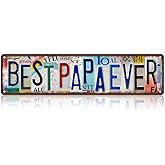 TREEPERI Vintage Best Papa Ever Street Sign Wall Decor Metal Tin Signs Gift for Father