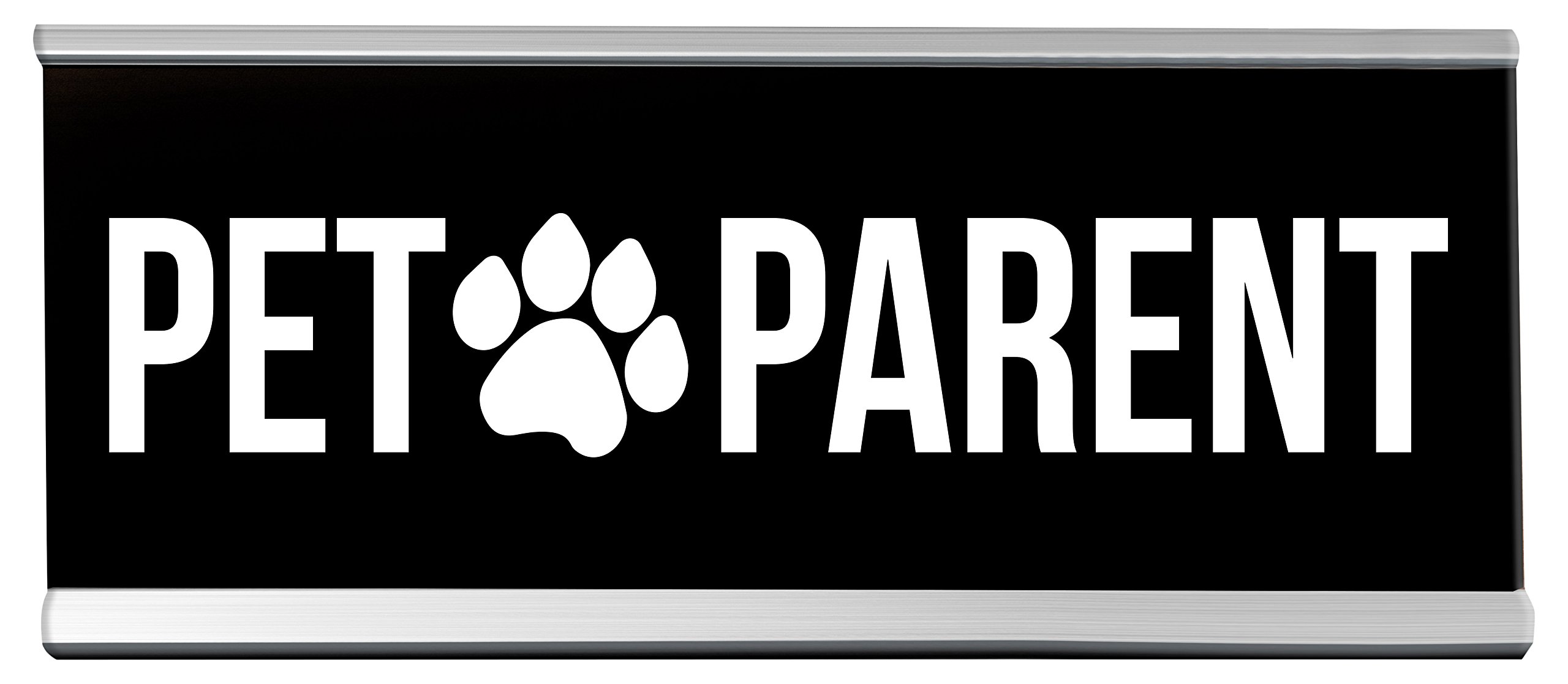WELLSPRING "Pet Parent" Acrylic Desk Sign - Witty and Funny Desk Signs for Office, Perfect Office Gifts for Boss & Co Workers - Modern Office Desk Signs - 8x2 Freestanding Funny Desk Sign