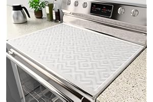 EWX Stove Top Covers for Electric Stove – 28x20 Inch Silicone Cooktop Protector, Non-Slip Glass & Ceramic Stove Top Mat, Induction Range Cover, Spill & Scratch Guard, XL Dish Drying Mats (Translucent)