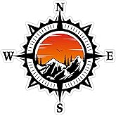 Compass Trees Mountain Sunset Sticker for Car Vinyl Decal Truck Window Bumper Motorcycle Stickers (2