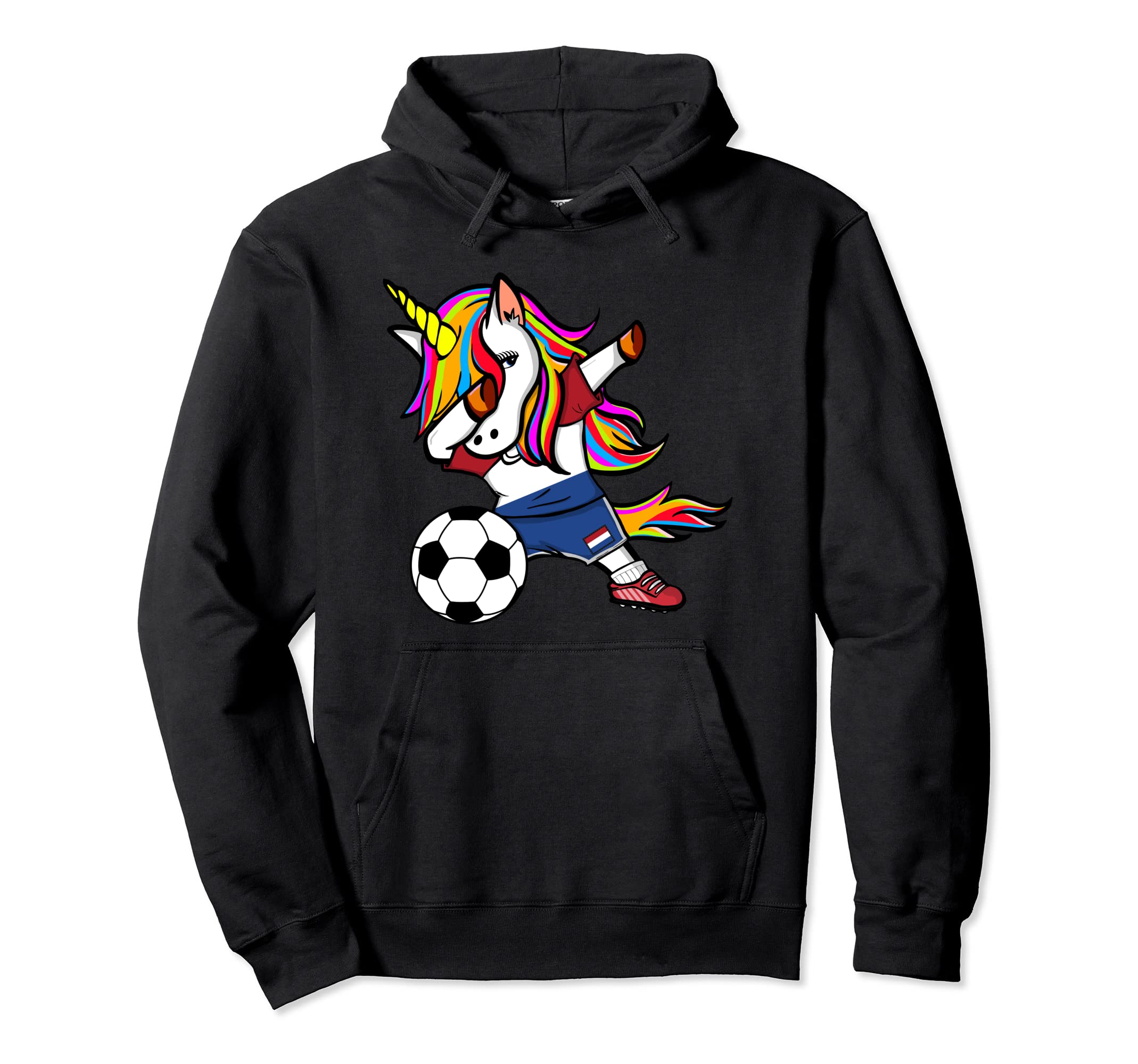 Dabbing Unicorn Netherlands Football - Dutch Flag Soccer Pullover Hoodie