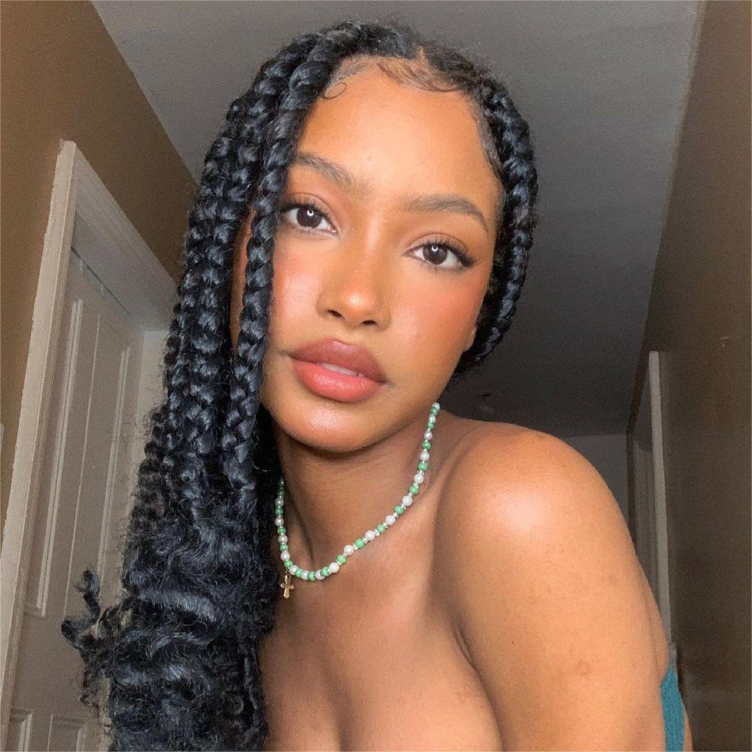 Leeven 16 Inch Pre Stretched Braiding Hair Natural Black Kanekalon 8 Packs EZ Braiding Hair Crochet Braiding Hair Extensions /2# โ image 1