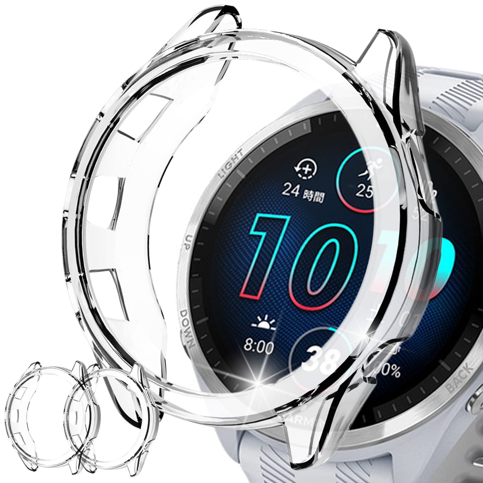 Photo 1 of (2 Pack) Miimall Compatible for Garmin Forerunner 965 Case, Scratch-Resistance TPU Military Protection Translucent Cover Case for Garmin Forerunner 965/ Garmin 965 (Clear+Clear)