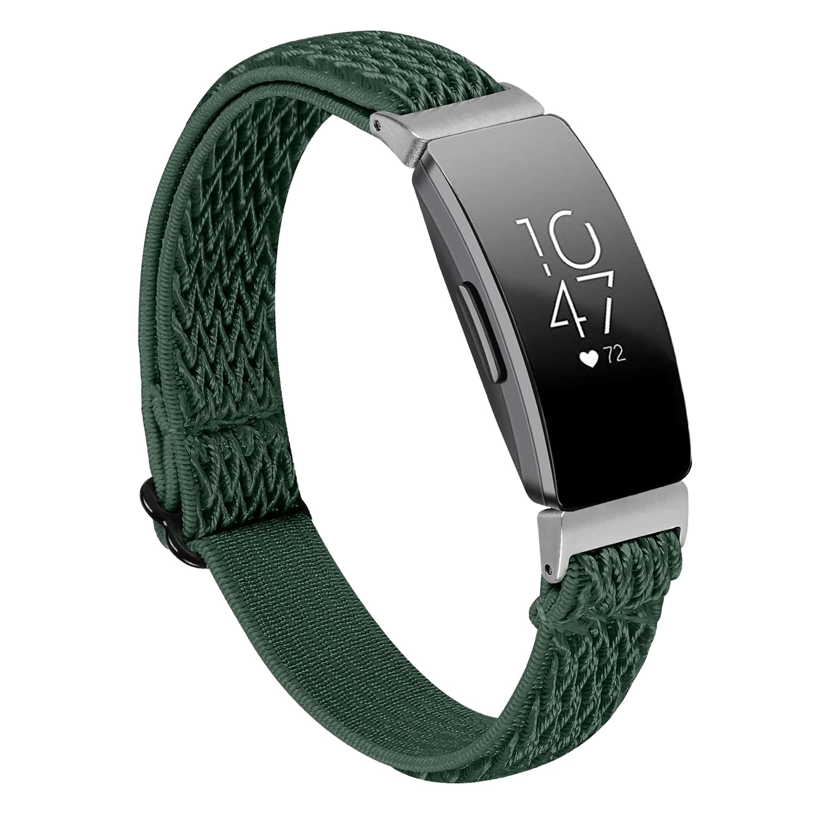 Miimall Sport Strap Compatible with Fitbit Inspire 2/Inspire HR/Inspire, Soft Nylon Elasticity Wristband Slim Skin-Friendly Adjustable Replacement Breathable Band Women Men for Fitbit Luxe-Dark green