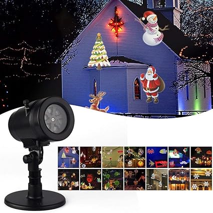 Halloween Projector Lights, Outdoor LED Christmas Projector Light 14 Swithable Patterns Christmas Lights Snowflake Moving Lamp for Landscape Garden ...
