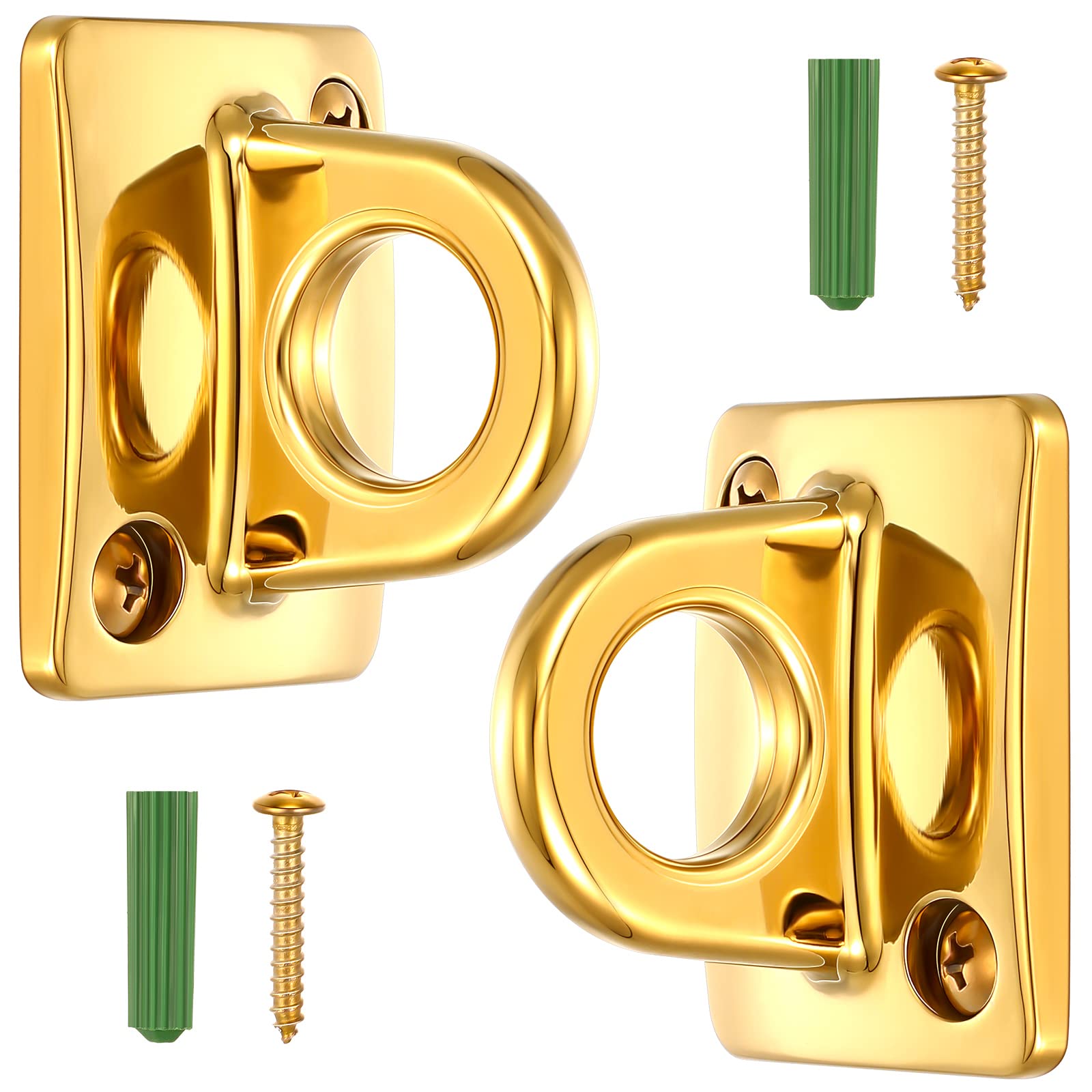 Photo 1 of 2 Pcs Gold Large Loop Wall Plate Metal Post Queue Line Barrier Hanging Circle Hook Rope Safety Barriers for Movie Theaters Grand Openings Auto Shows Hotels Velvet Stanchion VIP Rope Crowd Control