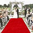 MODFUNS Red Carpet Runner for Party 4FTx15FT Wedding Aisle Runner with Carpet Tapes Velvet Wedding Aisle Runner Rug for Wedding Ceremony Red Wedding Runner Aisle for Birthday Banquet Church Decoration