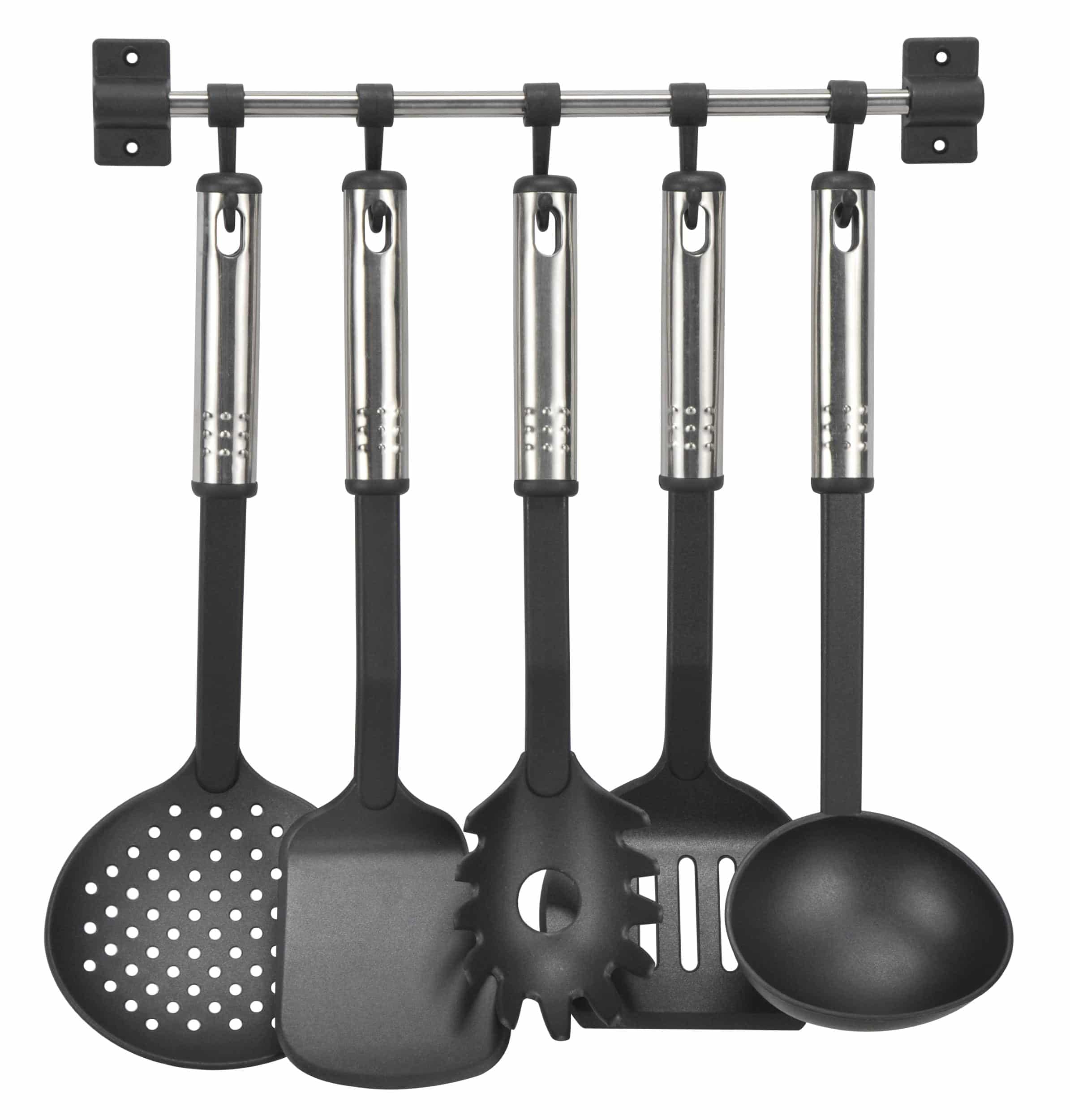 HI 6 Piece Kitchen Tool Set Black and Silver