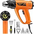 SEEKONE Heat Gun 1800W Heavy Duty Hot Air Gun Kit Variable Temp Control with 2-Temp Settings 7 Accessories 140℉-1112℉（60℃- 600℃）with Overheat Protection for Crafts, Shrinking PVC, Stripping Paint