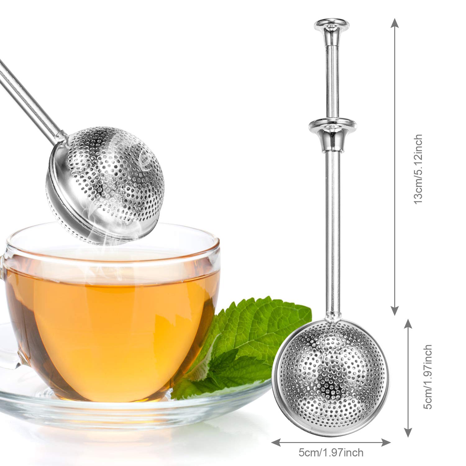 Senbowe 2 Pack Stainless Steel Tea Infuser Tea Strainer, Stainless Steel Tea Ball Infuser Strainer Steeper for Loose Leaf Tea& Herbal Teas- Great Gift for Tea Lovers