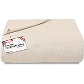 AMERICLASSIC Hospital Blanket – Pack of 1, 70x90 Inches – Cotton-Blend, Lightweight and Breathable Medical Blankets for Patient Care, Home Use, Bath, or Bed – Unbleached Natural