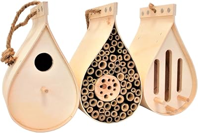 simpa Hanging Teardrop Wildlife Sanctuary Set Bug Hotel & Bird Box