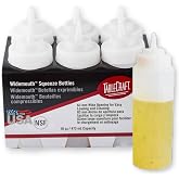 TableCraft C11663C Widemouth Squeeze Bottles, 16 Ounces, White, Polyethylene, Pack of 6, Large 63mm Opening for Easy Filling, Standard Cone Tip, Dishwasher Safe, NSF Approved, Made in USA