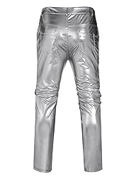 COOFANDY Men's Nightclub Metallic Silver Pants