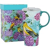 TZSSP Ceramic Mug Coffee Porcelain Latte Tea Cup 17oz. Humming bird
