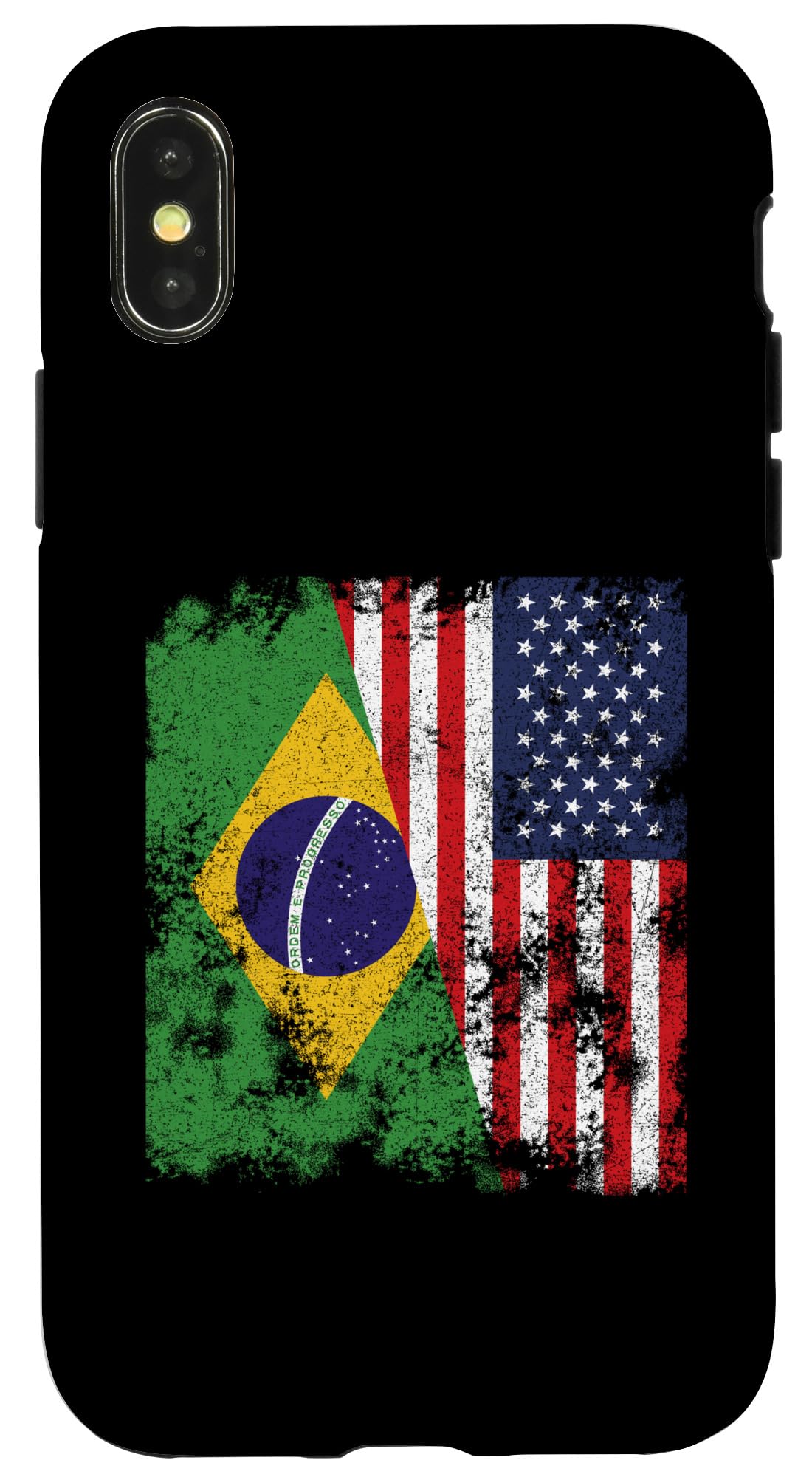 Brazil USA Flag Distressed - Half American Case for iPhone X/XS