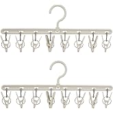 Foshine Clothes Hanger 2 Pack with 8 Clips,Clothes Drying Racks for Drying | Windproof For Drying Socks Bras Underwears Baby Clothes, Hats Scarfs Towels Pants and Gloves Diaper