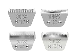 AUDOC Wide Blades for Dog Grooming Blades Compatible with Andis Dog Clippers,Size #10W+30W+5FW+7FW Dog Clipper Blades Compatible with Oster A5,Wahl km10 Dog Clippers,Stainless-Steel Blade Sharp