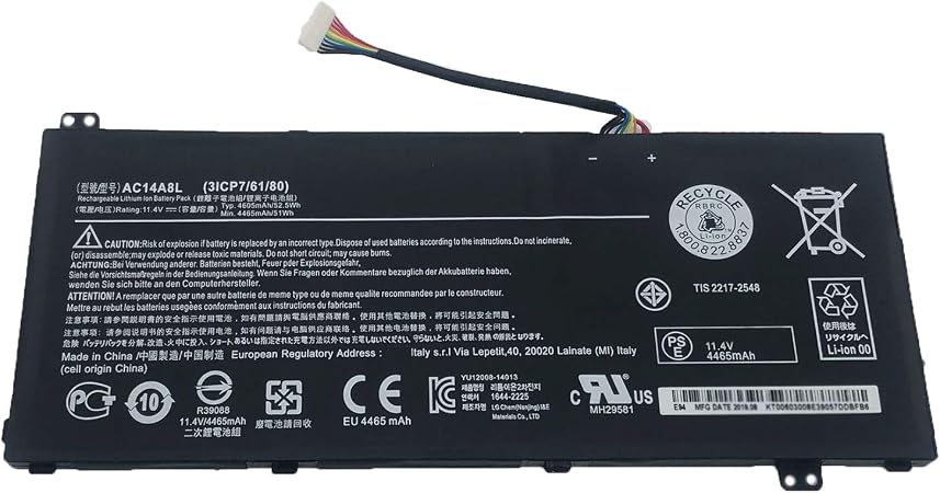 Batterie Li-Ion Noir 43Wh Batterie Remplacement Pour Acer Aspire V15 Nitro VN7-571 / VN7-571G - 11.4V 3800mAh - Modèle AC14A8L Alimentation PC Atx