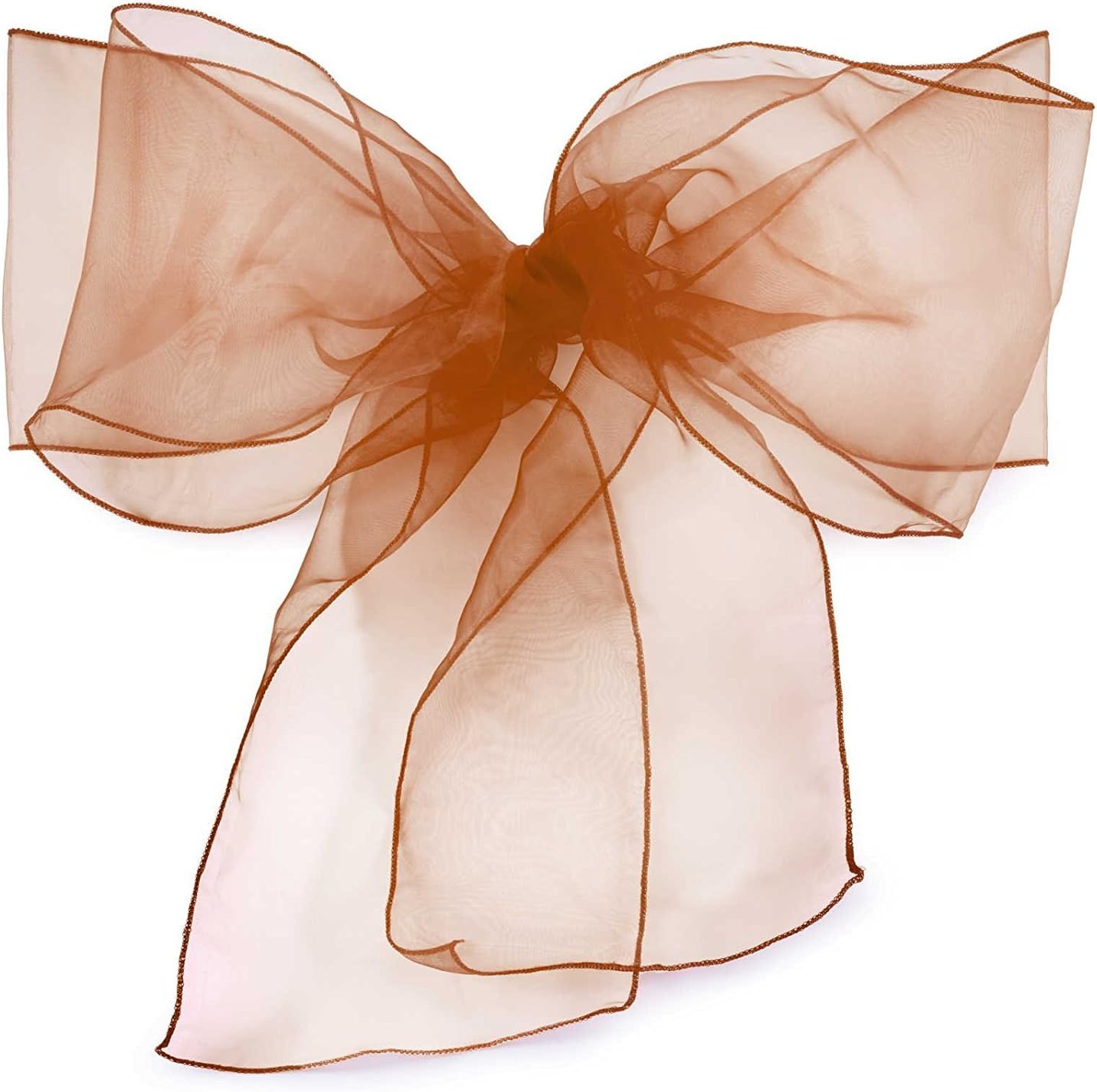 Elina Home Pack of 10 Organza Net Chair Cover Bow Sash Wedding Banquet Decor Coral (10, Coffee)
