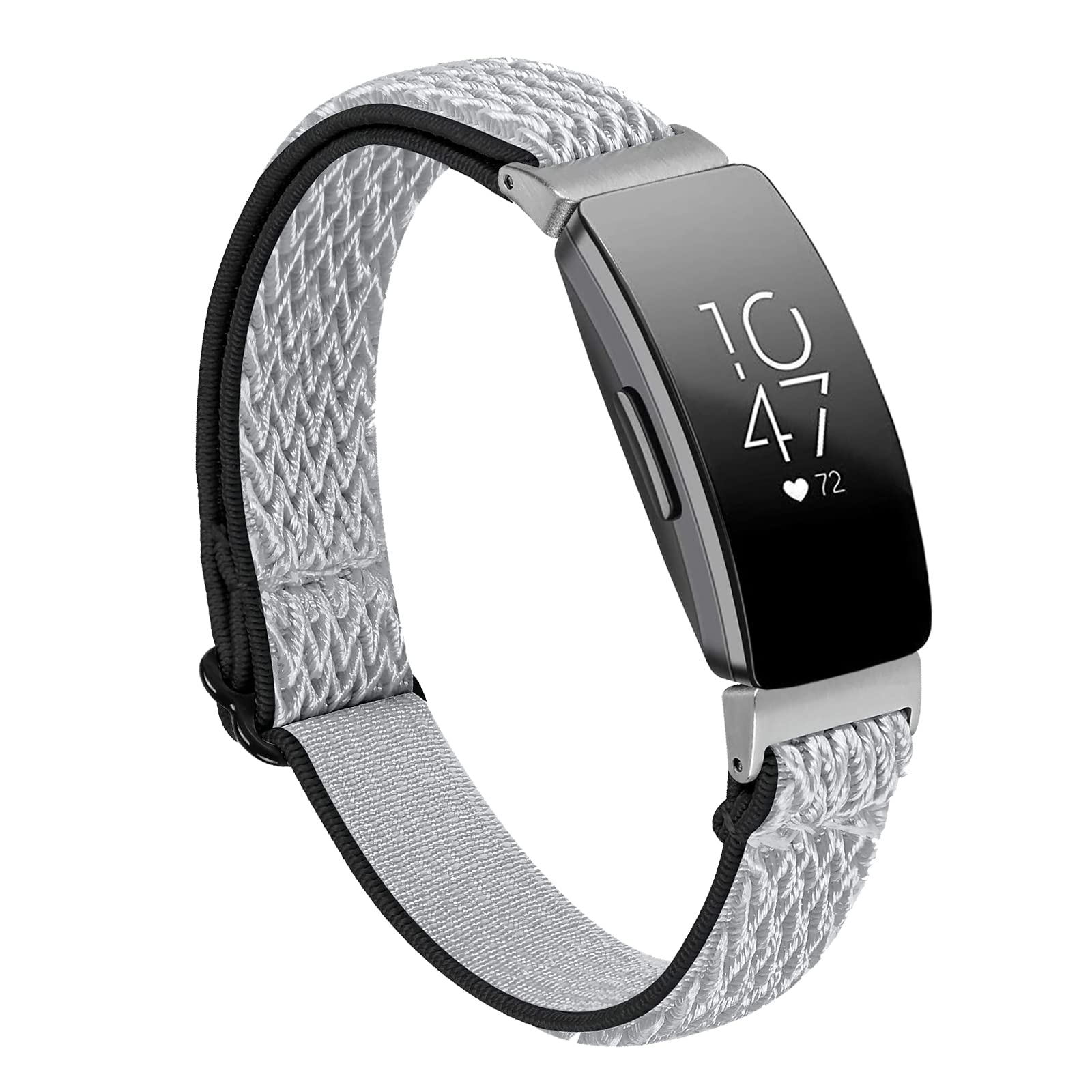 Miimall Sport Strap Compatible with Fitbit Inspire 2/Inspire HR/Inspire, Soft Nylon Elasticity Wristband Slim Skin-Friendly Adjustable Replacement Breathable Band Women Men for Fitbit Luxe-Silver